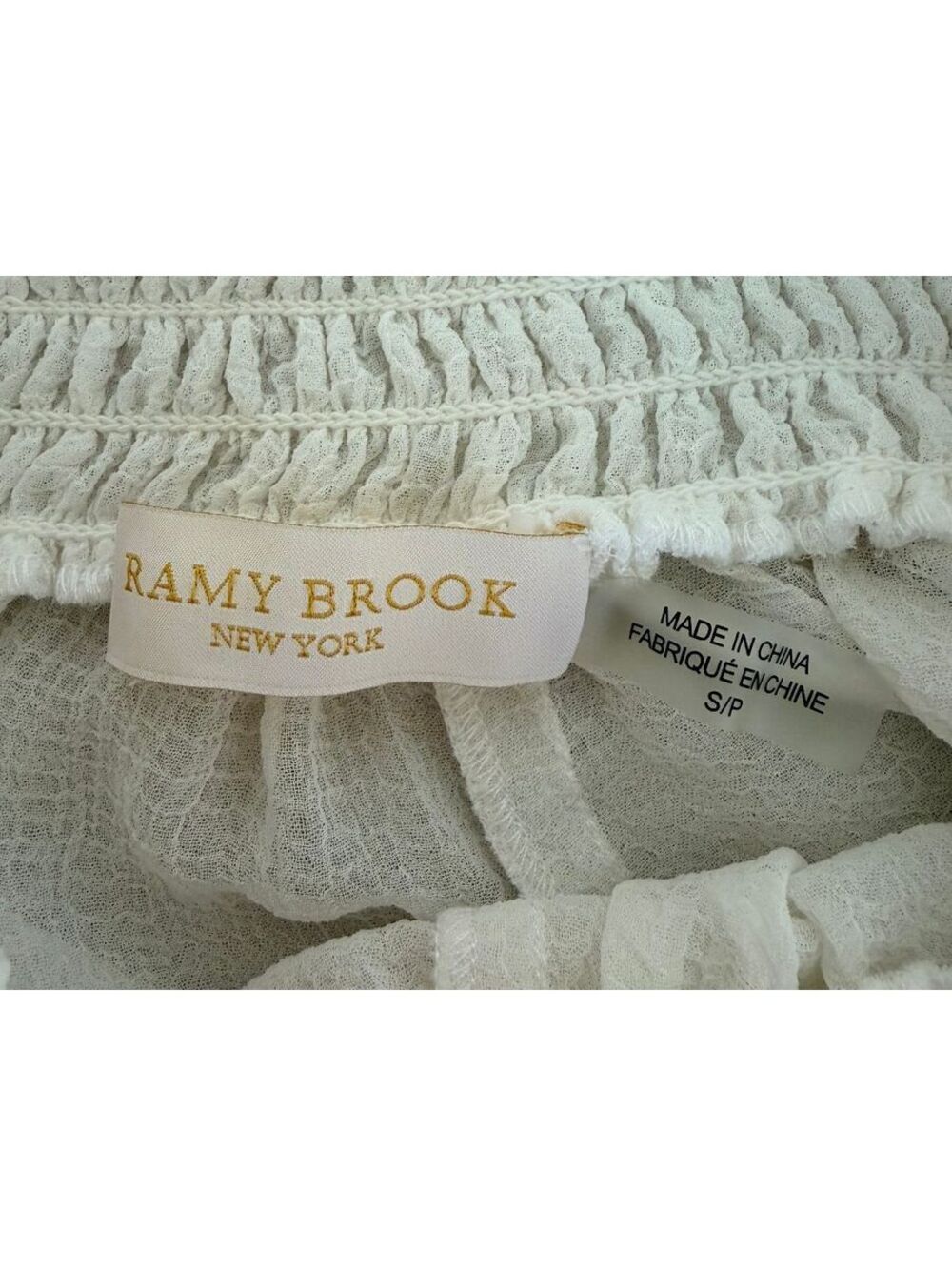 Ramy Brook Ivory Sheer Wide Leg Pull On Palazzo Pants Smocked Waist Size S - Picture 3 of 7